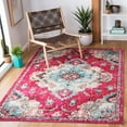 thumbnail image 2 of SAFAVIEH Madison Elinor Traditional Distressed Area Rug, Fuchsia/Light Blue, 5'3" x 7'6", 2 of 8