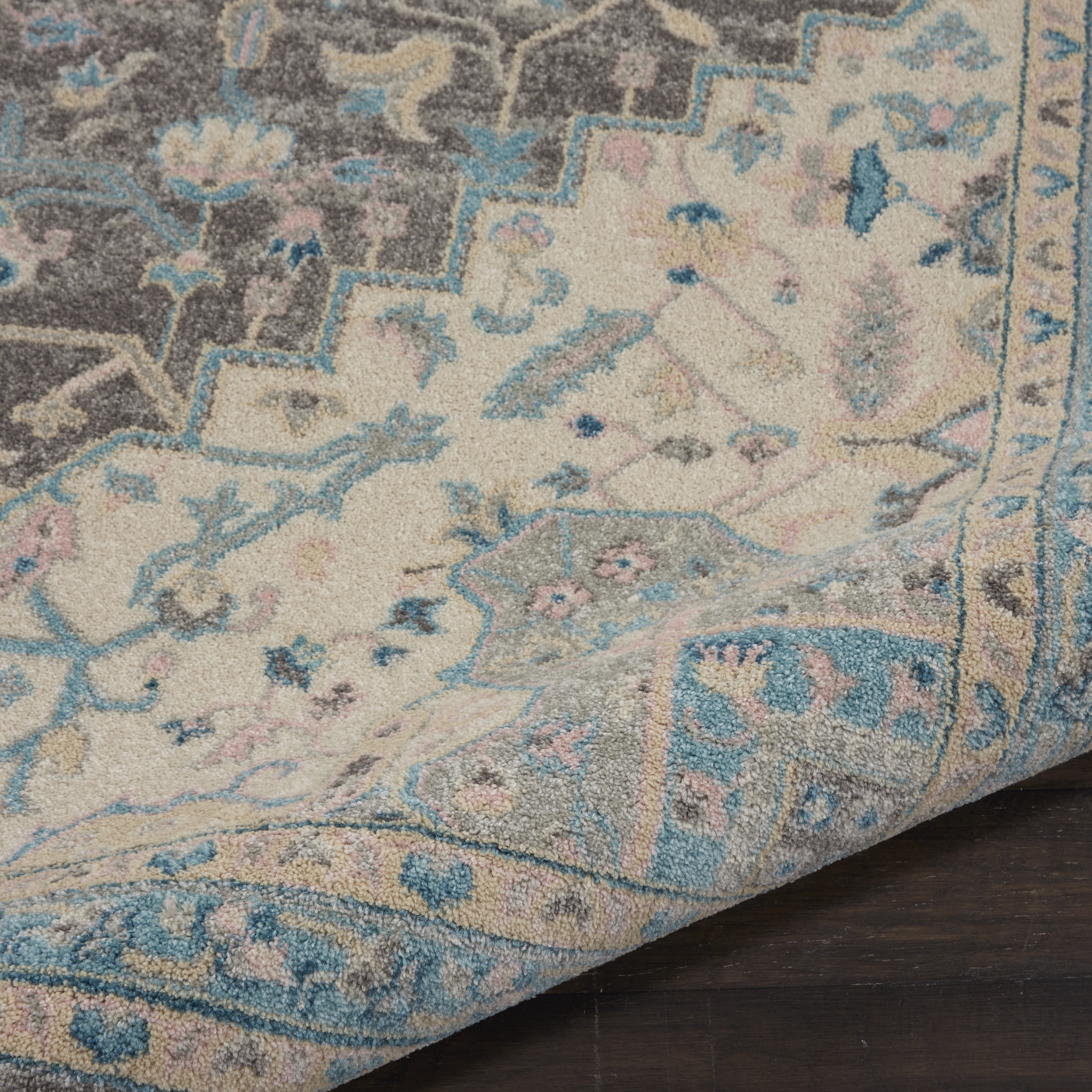 Serene Persian Medallion Light Grey Multicolor 8'10" x 11'10" Area Rug, (9' x 12')