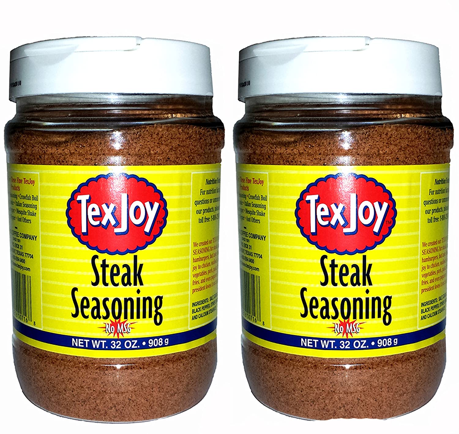 Texjoy Steak Seasoning No MSG 32 Ounce 2 Pack (64 Total Ounces, 4