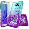 thumbnail image 1 of Nagebee Case for Samsung Galaxy S7 with Tempered Glass Screen Protector, Glitter Liquid Floating Gradient Sparkling Bling Diamond, Durable Girls Women Cute Case (Aqua/Purple), 1 of 5