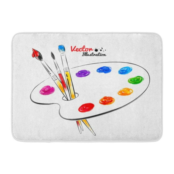 Godpok Paintbrush White Brush Paint Palette Watercolor And Line Painter Drawing Rug Doormat Bath Mat 23 6x15 7 Inch Walmart Com Walmart Com,Images School Sports Day Drawing Easy