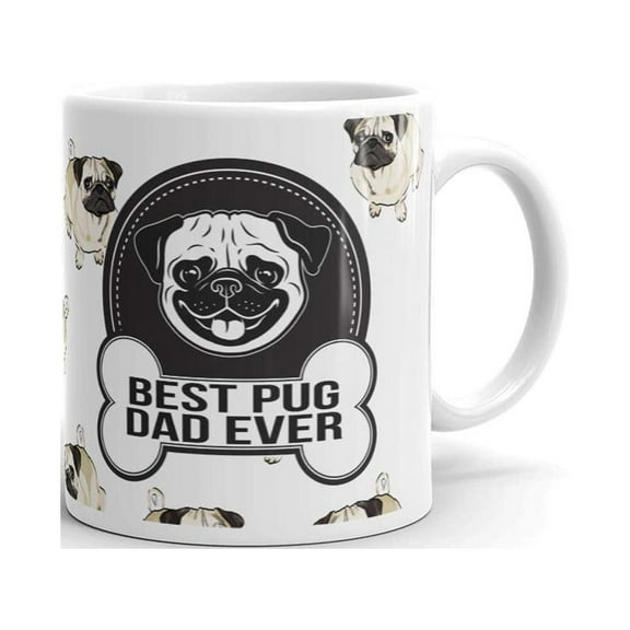 Best Pug Dad Ever Funny Coffee Tea Ceramic Mug Office Work Cup Gift 11 oz