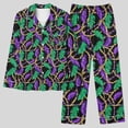 thumbnail image 2 of BiZtdJrK Sales Of The Day Womens Pajamas Sets Casual Button Lapel Long Sleeve Tops Matching Wide Leg Pants Lounge 2 Piece Set 2025 Mardi Gras Sleepwear Outfits Multicolor L, 2 of 6