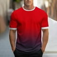 thumbnail image 2 of YLSDY Mens Gradient T-Shirts 2025 Round Neck Short Sleeve Tops Casual Summer Breathable Tee Shirts Fashion Basic T Shirts for Men Red L, 2 of 5