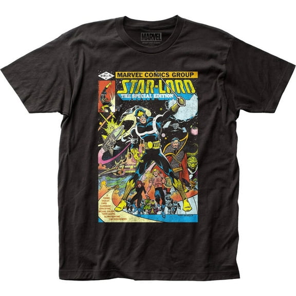 Star Lord (Guardians of the Galaxy) Mens T-Shirt - Retro Comic Cover (Small)