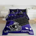 thumbnail image 2 of Manfei Football Game Lovers Full Size Comforter Sets,Rugby Sport City Bedding Comforter Set,Purple Black Bedding Sets For Boys,Microfiber Bedroom Decor Reversible,3pcs, 2 of 8