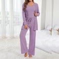 thumbnail image 7 of UAMVSH 3 Piece Ribbed Lounge Sets for Women Knitted Long Sleeve Cardigan Cropped Tank Top and Wide Leg Pants Fall Winter Sets(X-LargePurple), 7 of 7