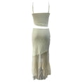thumbnail image 5 of DHFJKG 2 Piece Skirt Sets For Women Summer Outfits Lace Camisole Spaghetti Strap Scoop Neck Crop Top Long Maxi Skirts Beach Vacation Clothes Holiday Outfit, 5 of 5