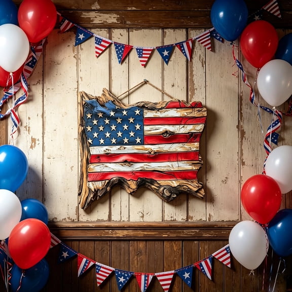 4th of July Patriotic Decor, Patriotic Door Wall Decorations Board Sign For Independence Day Indoor Outdoor Decor 4th of July Tiered Tray Decor