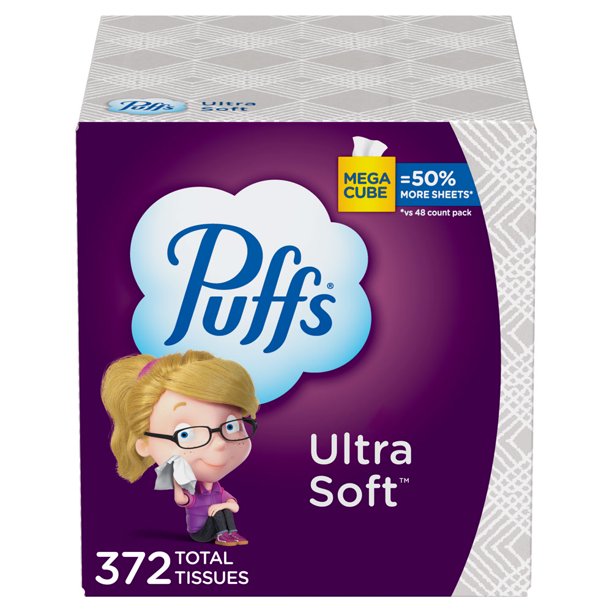 Puffs Ultra Soft NonLotion Facial Tissue, 1 Mega Cube Box, 72 Facial