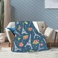 thumbnail image 4 of Paris Eiffel Tower and Roses Flowers (Blue) Throw Blanket Ultra Soft Warm All Season Valentine''s Day Decorative Fleece Blankets for Bed Chair Car Sofa Couch Bedroom 60"X50", 4 of 6