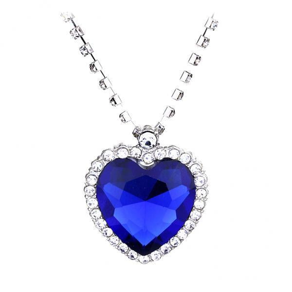 2x Collana con Ciondolo In Cristallo Di Classico Cuore 'Oceano -Argento Fernando Collar con colgante de cristal