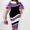 Purple, variant on Womens Plus Size Maxi Dresses,Casual Loose A-Line High Crew Neck Half Ruffle Sleeve Summer Dresses,Mid-Calf Empire Waist Dress Color Block Mini Dress