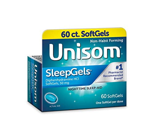 Unisom Sleep Gels, Nighttime Sleep-Aid, 50 Mg Diphenhydramine HCl, 60 ...