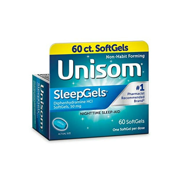 Unisom Sleep Gels, Nighttime SleepAid, 50 mg Diphenhydramine HCl, 60