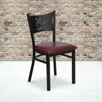 Flash Furniture HERCULES Series Black Coffee Back Metal Restaurant Chair - Burgundy Vinyl Seat