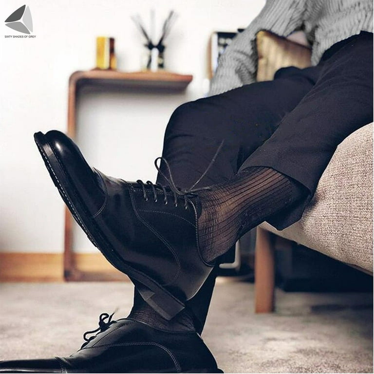 PULLIMORE Pairs Mens Sheer Dress Socks Business Nylon Silky