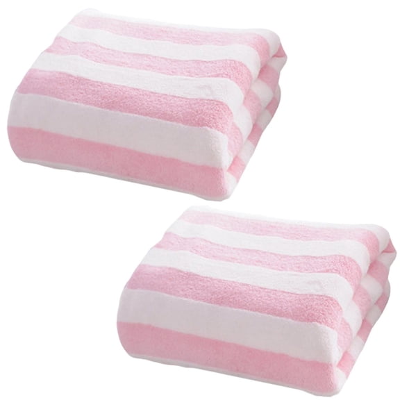 Striped Towel,Large Bath Towels,100% Coral Velvet,Hand Towels Drying Microfiber Velvet,Lighter Weight, Quicker to Dry,Super Absorbent,Perfect Bathroom Towels(Pink 2pcs 30*13in)from ANMUYUM