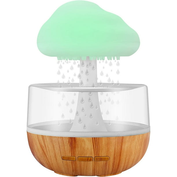 Zen Raining Cloud Night Light Aromatherapy Essential Oil Diffuser Micro Humidifier Desk Fountain Bedside   Sleeping Relaxing Mood Water Drop Sound (White)