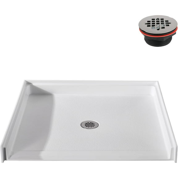 Streamline GB-634-540 48 in. x 38 in. ADA Compliant Alcove Acrylic Shower Base in Glossy White With Center Drain, Drain Included