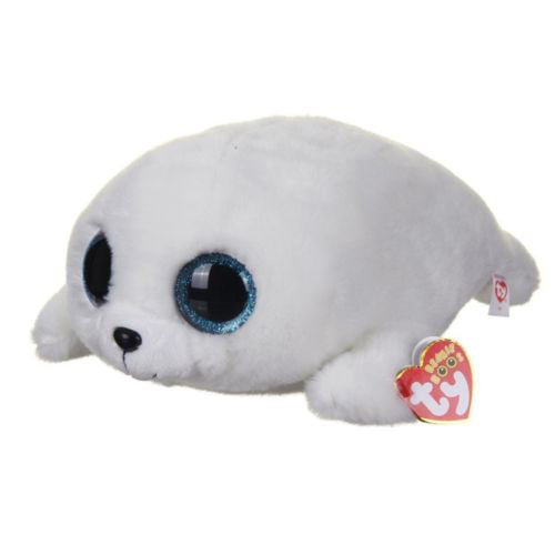 White Seal 6" Ty Beanie Boos Puppy Glitter Eyes Plush Stuffed Animals Toys 