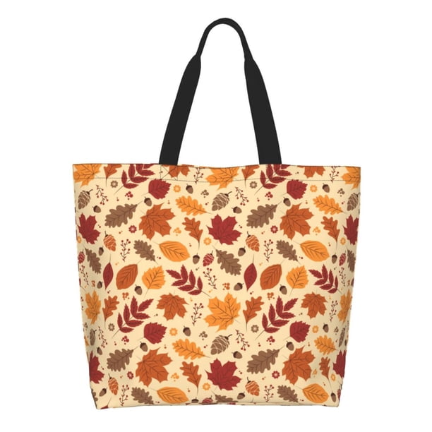 Balery Autumn Leaves 2 Bolsa Tote Estilo Estético con Cremalleras, Bolsa de Hombro, Bolsa de Compras Grande y Plegable