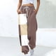 thumbnail image 1 of Puntoco Pantalones Deportivos Con Cordón Y Estampado A Cuadros No Posicionados A La Moda Para Mujer, Color Caqui S, 1 of 5