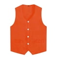 thumbnail image 3 of Gelikeya Boys 4 Button Formal Suit Vest Solid Color Dress Vest Casual Formal Wedding Outfit with Pockets 5-16 Years Orange, 14-15 Years, 3 of 6