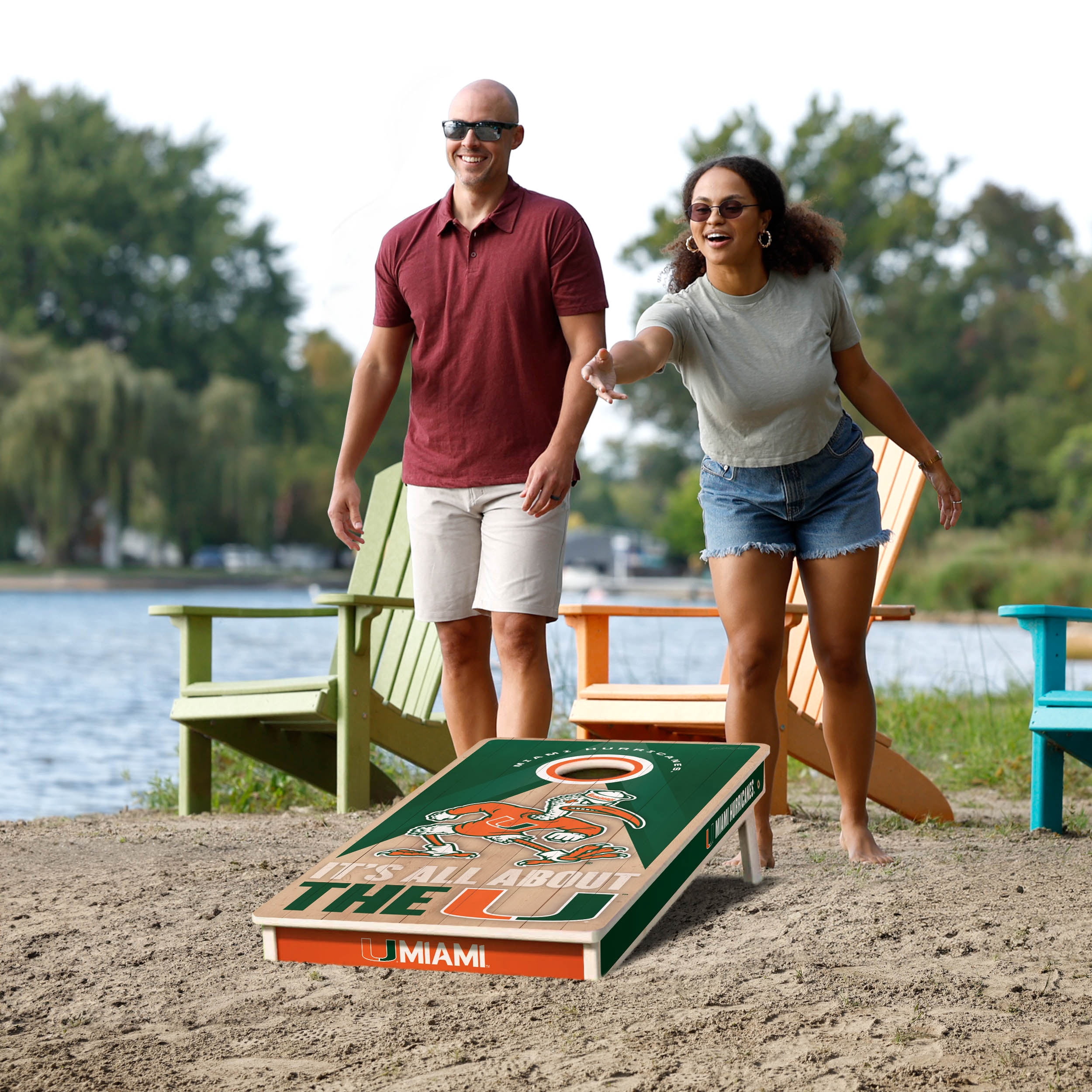 YouTheFan NCAA Miami Hurricanes 2X4 Slogan Series Cornhole NO BAGS