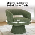 thumbnail image 5 of CRERIYO 360° Swivel Accent Chair Set of 2, Cloud Velvet Upholstered Barrel Seat with a Pillow, Round Lounge seating for Living Room, Green, 5 of 6