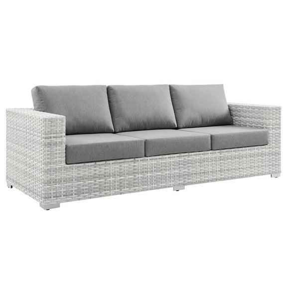 Modway Convene Outdoor Patio Sofa in Light Gray Gray