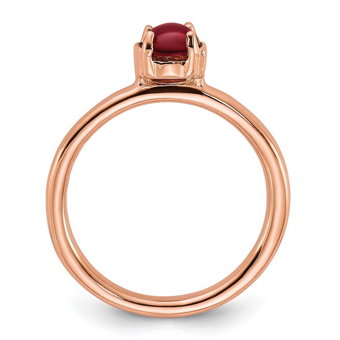2.5mm 925 Sterling Silver Polished Prong set Stackable Garnet Pink Plated Ring Size 8 Stackable Ring for Women
