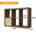 thumbnail image 6 of Bookshelf with Storage Bin, 6-Cube Storage Organizer, Modern Wood Open Bookcase, Multifunctional Display Shelf for Living Room, Bedroom, Home Office, Classic Oak, 6 of 7