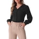 thumbnail image 4 of Camisa de trabajo vintage de mujer con cuello, de manga larga y botones, color negro, 4 of 6