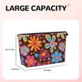 thumbnail image 3 of Leather Travel Bag Wash Bag Makeup Bag Storage Bag 7×5×2.4in For Daily Carrying And Short Trip Retro Groovy Flowers Pattern (8), 3 of 8