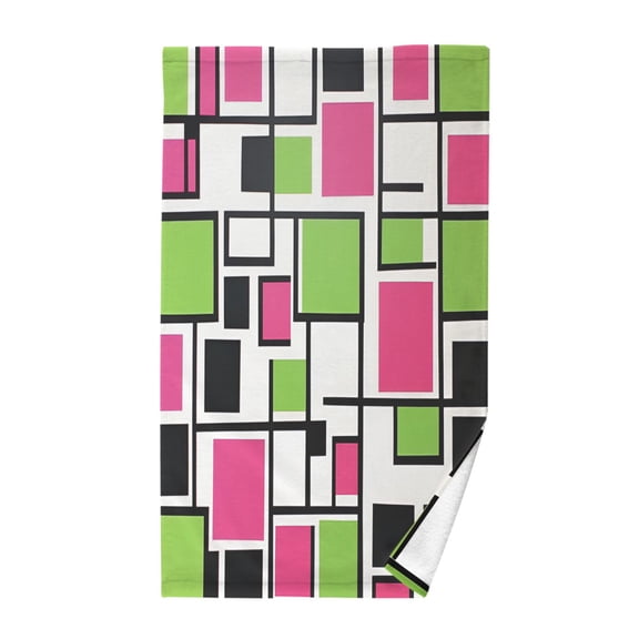 Yayeee 100% Cotton Hand Towels for Bathroom 16" x 28" Soft Absorbent Kitchen Towel, Abstract Geometric