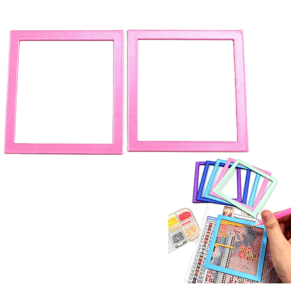 2Pcs Diamond Art Positioning Frame, 3D Printed Diamond Art Painting Alignment Tool & Straight Edge Ruler, Lightweight Auxiliary Frames for Large & High-Density Canvas Areas(RL Pink)