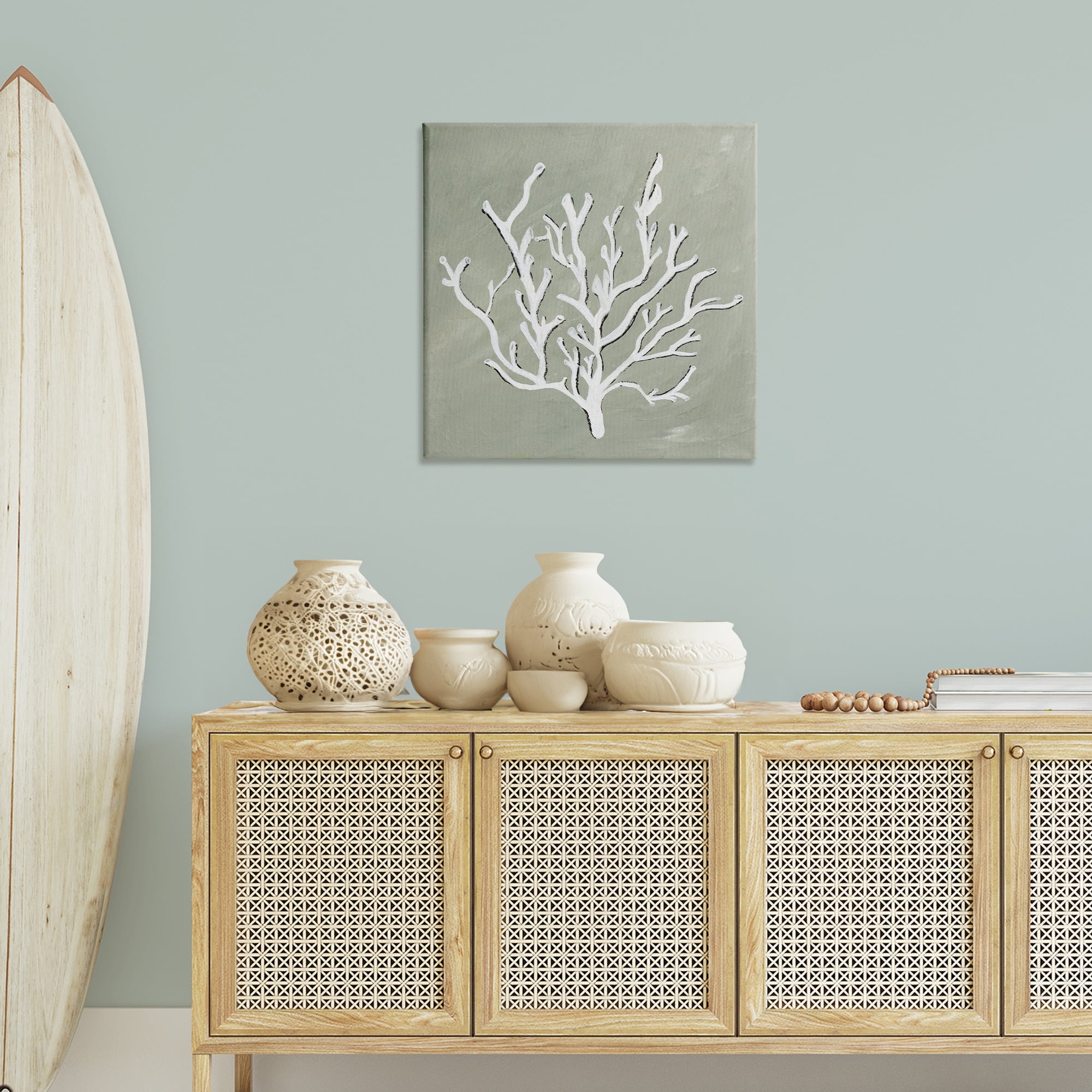 Stupell Industries White Coral Impression Coastal Painting Gallery Wrapped Canvas Art Print Wall Art, 30 x 30