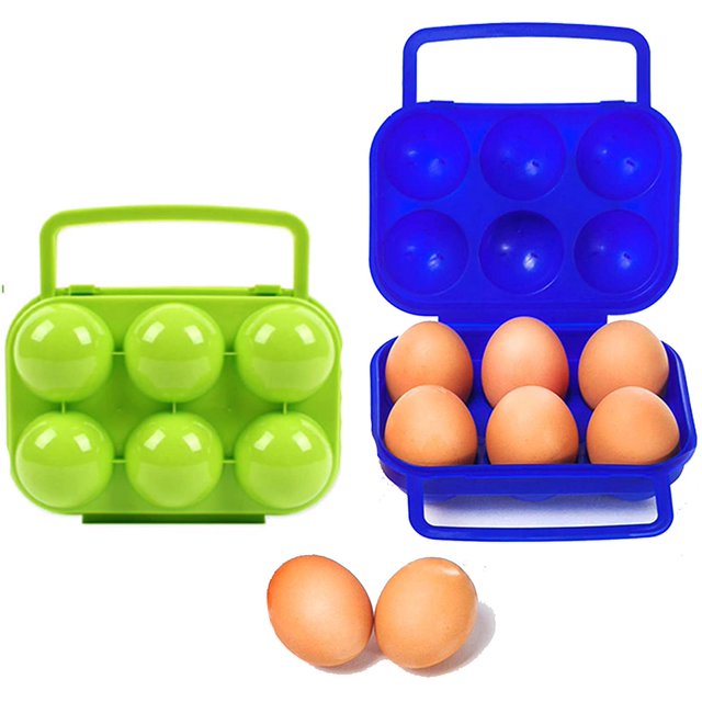 Caja de huevos de plástico portátil, caja de almacenamiento de huevos plegable de 6 rejillas, caja de almacenamiento de huevos de gran capacidad, caja de almacenamiento para nevera y cocina Sailing Electrónica