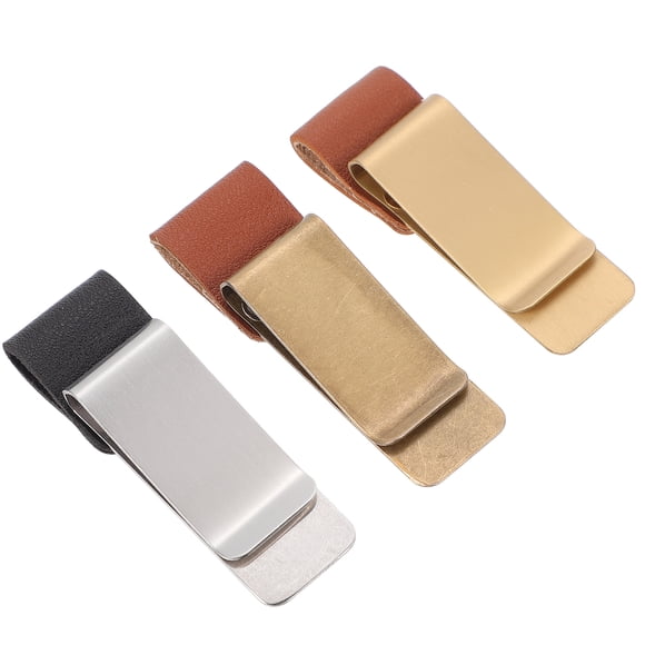 KAKOWELY 3 Pcs Pinces à Dossiers en Métal Pinces à Notes Dossiers en Papier pour Étudiants Pince à Stylo en Cuir, 2.76"X0.91"X0.43 Pouces