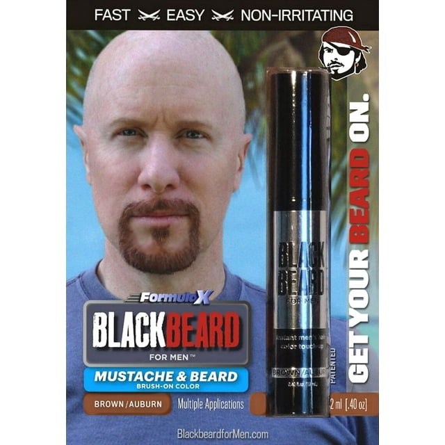 Blackbeard for Men Formula X Instant Mustache, Beard, Eyebrow and Sideburns Color - Fast, Easy, Men’s Grooming, Beard Dye Alternative