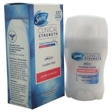 Clinical Strength Invisible Solid Deodorant Powder Protection by Secret for Women - 1.6 oz Deodarant Stick