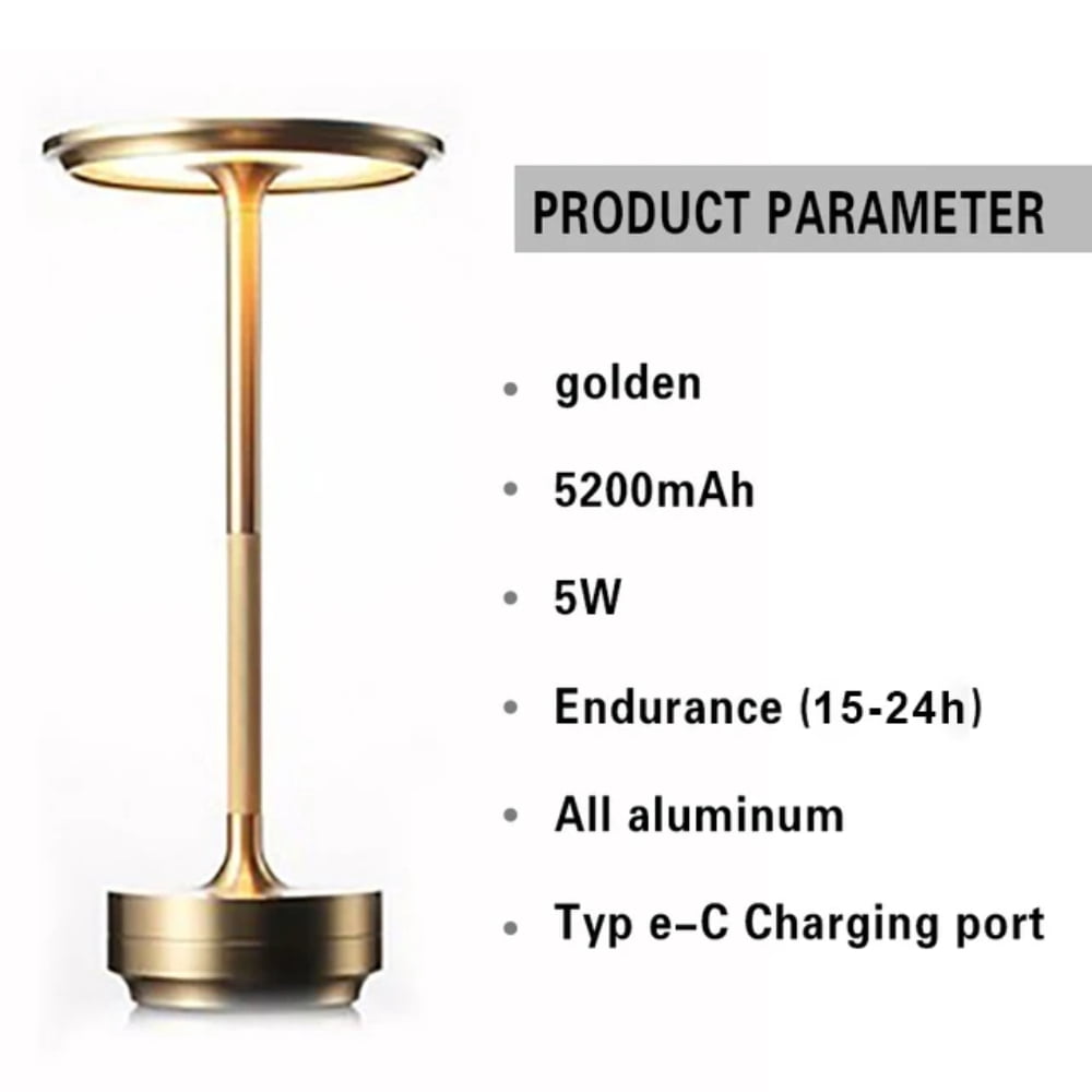QUTETN New Aluminum Desk Lamp LED Rechargeable Table Lights Touch Switch Cordless Table Lamp for Bar Living Room Reading Book Dec Lamp