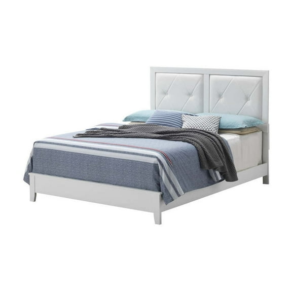 Glory Furniture Primo Faux Leather Upholstered King Panel Bed in White