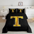 thumbnail image 2 of Feelyou Initial T Letter Full Size Comforter Sets for Kid, Cartoon Monogrammed Bedding Comforter Set, Baseball Sports Lover Reversible Bedding Sets, Breathable Home Decor, 3 Pieces, 2 of 8