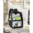 thumbnail image 3 of Heavy-Duty Transparent Backpack with Oxford & PVC Splicing - 17" Large Capacity Design, Adjustable Breathable Straps, Multiple Compartments for School, Concerts, Travel & Daily Use (Black), 3 of 6