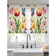 thumbnail image 2 of Spring Floral Sheer Curtains 54 Inch Length 2 Panels Set for Living Room/Bedroom, Elegant Tulip Butterfly Botanical Summer Semi Curtain Sheers Drapes Rod Pocket Curtains Window Treatment 52''x54''x2, 2 of 7