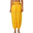 thumbnail image 3 of Kaerm Tribal Belly Dance Pants for Women Baggy Arabic Harem Pants Halloween Party Performance Dancewear Yellow One Size, 3 of 7