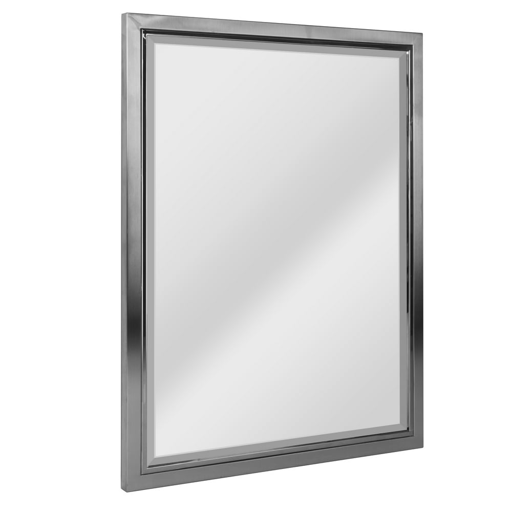 Head West Brushed Nickel and Chrome Rectangular Framed Beveled Accent ...
