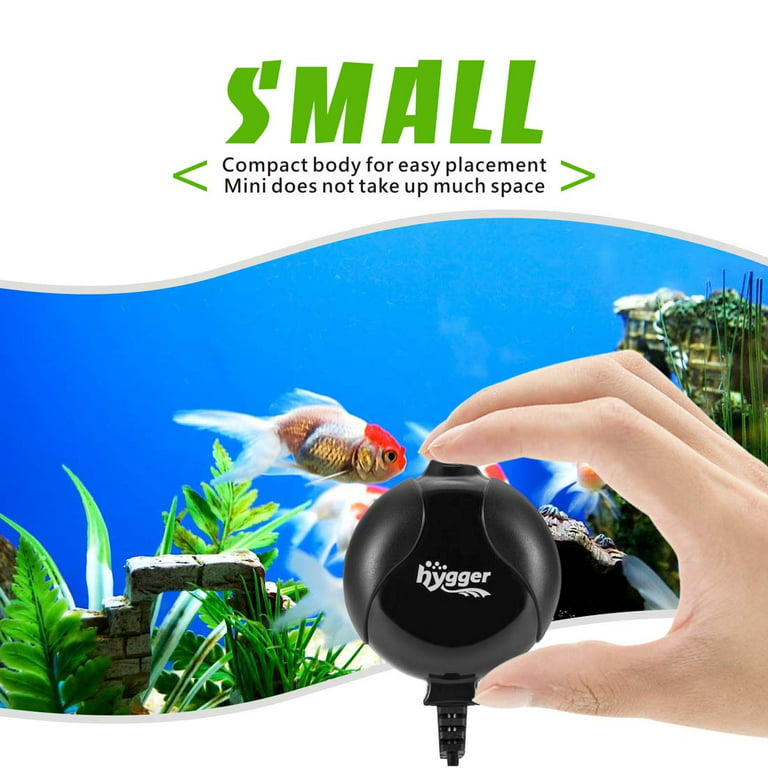 Hygger Aquarium Air Pump Fish Tank Quiet Mini Oxygen Pump for 1-15 Gallon,  Black, 1.5 Watt